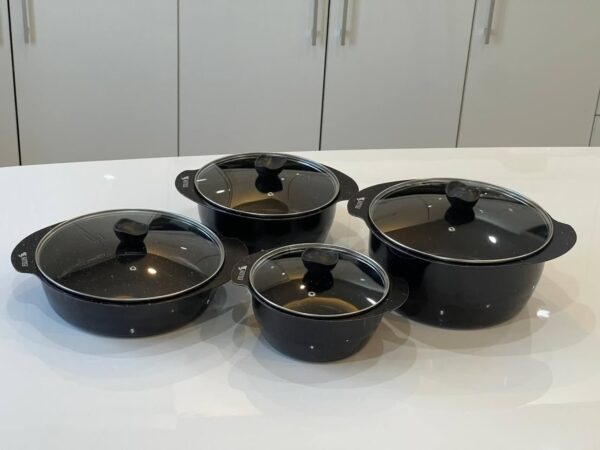 سرویس قابلمه تابه 8 پارچه فیلون طرح چدن شرکت هلنا - تصویر 4