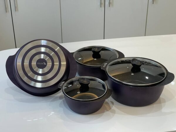 سرویس قابلمه تابه 8 پارچه فیلون طرح چدن شرکت هلنا - تصویر 5