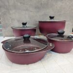 سرویس قابلمه تابه 8 پارچه فیلون طرح چدن شرکت هلنا - تصویر 9