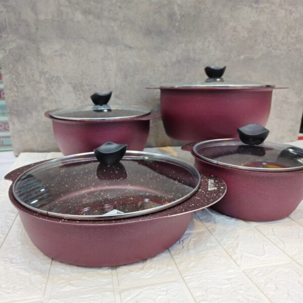 سرویس قابلمه تابه 8 پارچه فیلون طرح چدن شرکت هلنا - تصویر 9