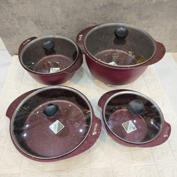 سرویس قابلمه تابه 8 پارچه فیلون طرح چدن شرکت هلنا - تصویر 7