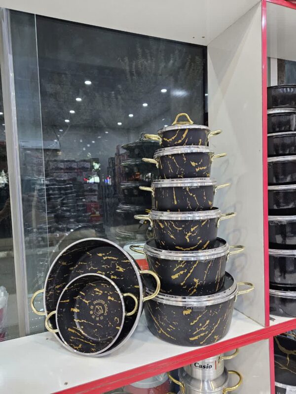 سرویس قابلمه تابه 19 پارچه طرح سنگ گلدونی پرتوکالا - تصویر 4