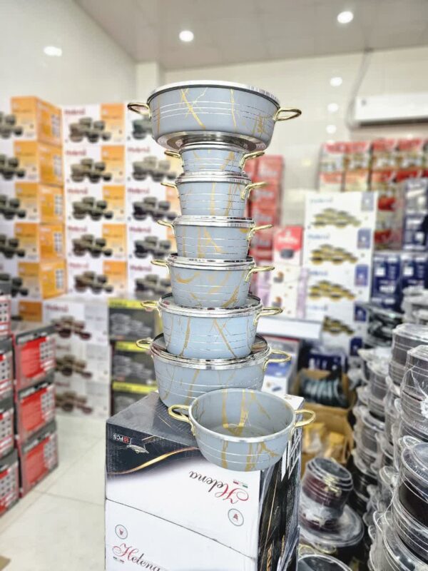 سرویس قابلمه تابه 19 پارچه طرح سنگ گلدونی پرتوکالا - تصویر 5