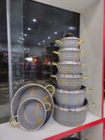 سرویس قابلمه تابه 19 پارچه طرح سنگ گلدونی پرتوکالا - تصویر 6