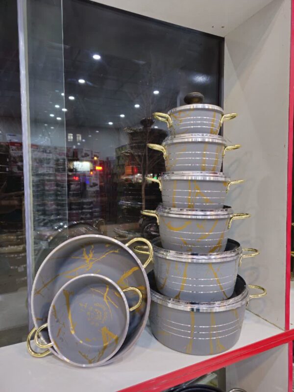 سرویس قابلمه تابه 19 پارچه طرح سنگ گلدونی پرتوکالا - تصویر 6