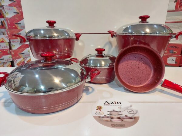 سرویس قابلمه و تابه ۹ پارچه آذین مدل درب استیل - تصویر 6