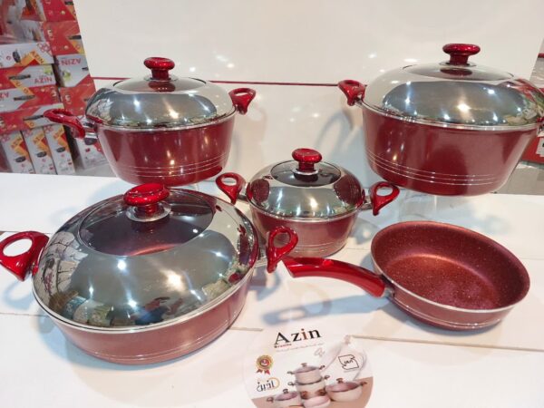 سرویس قابلمه و تابه ۹ پارچه آذین مدل درب استیل - تصویر 9