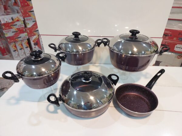 سرویس قابلمه و تابه ۹ پارچه آذین مدل درب استیل - تصویر 10