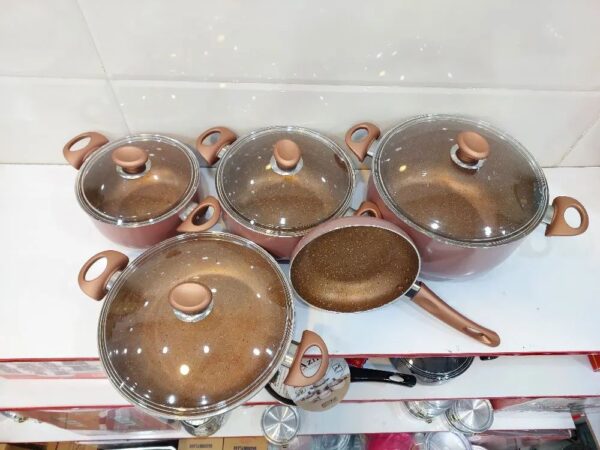 سرویس قابلمه و تابه ۹ پارچه آذین مدل درب استیل - تصویر 12