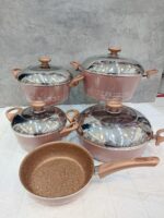 سرویس قابلمه و تابه ۹ پارچه آذین مدل درب استیل - تصویر 3