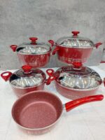 سرویس قابلمه و تابه ۹ پارچه آذین مدل درب استیل - تصویر 4