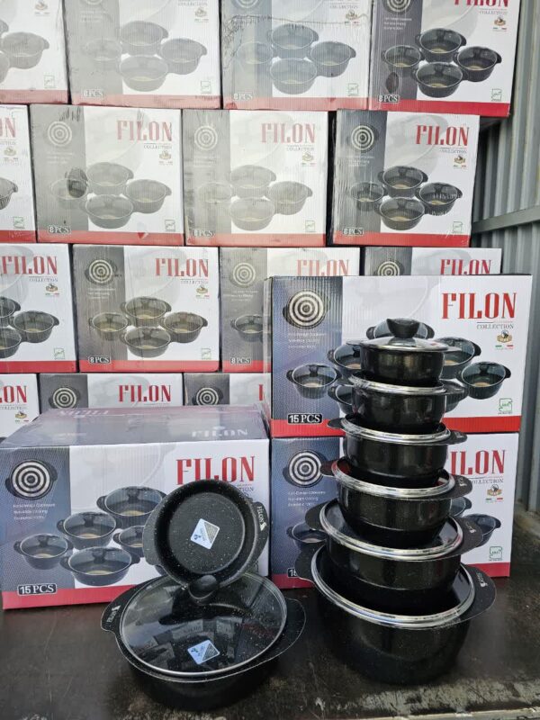 سرویس قابلمه وتابه ۱۵ پارچه طرح چدن پروانه ای مدل فیلون - تصویر 3