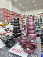 سرویس قابلمه وتابه ۱۵ پارچه طرح چدن پروانه ای مدل فیلون - تصویر 2