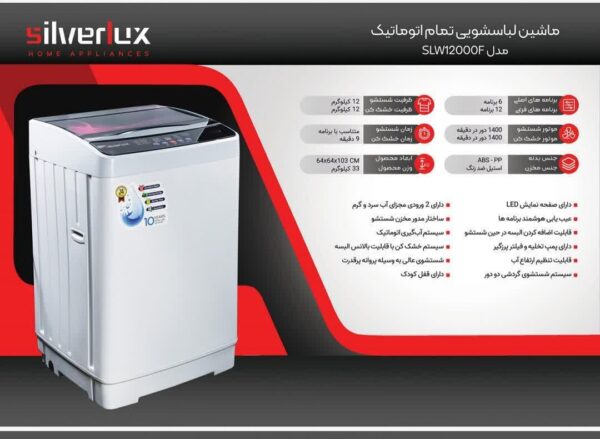 ماشین لباسشوی تمام اتوماتیک 12کیلوگرم فریدولین مدل SLW 12000F - تصویر 2