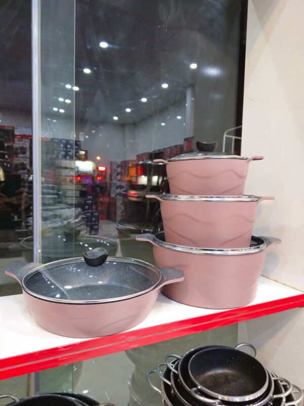 سرویس قابلمه و تابه ۸ پارچه چدن گرانیت برند معروف دالغا - تصویر 3