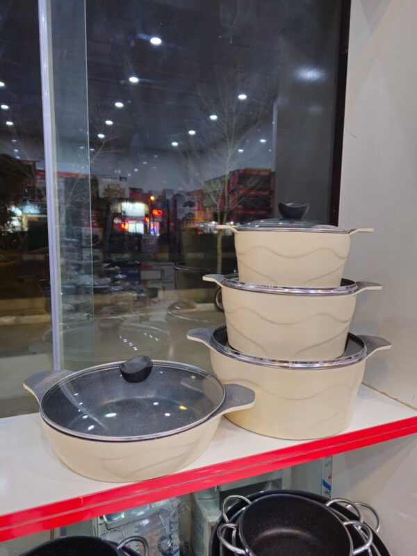 سرویس قابلمه و تابه ۸ پارچه چدن گرانیت برند معروف دالغا - تصویر 4