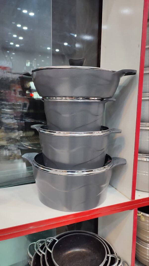 سرویس قابلمه و تابه ۸ پارچه چدن گرانیت برند معروف دالغا - تصویر 6