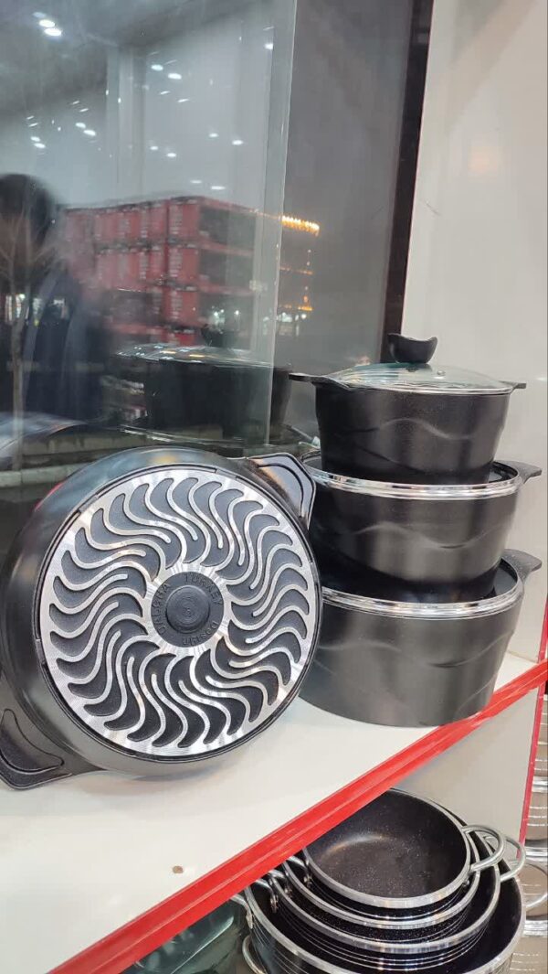 سرویس قابلمه و تابه ۸ پارچه چدن گرانیت برند معروف دالغا - تصویر 7