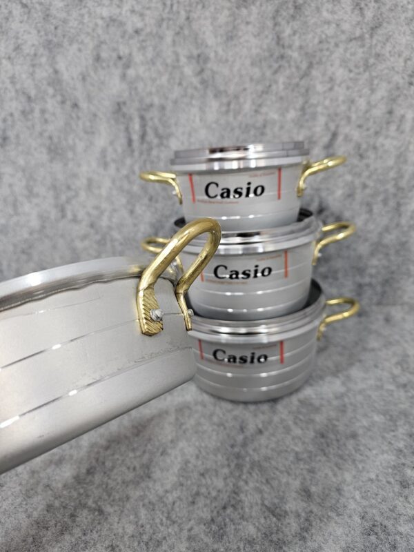 سرویس قابلمه وتابه 7 پارچه گلدونی بزرگ کاسیو - تصویر 4