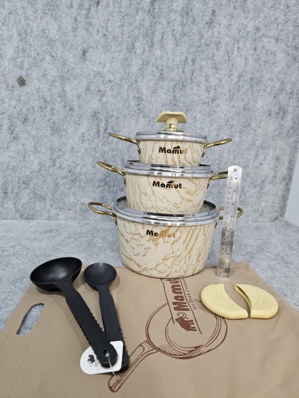 سرویس سه قابلمه 4+6 پارچه ماموت مدل ماربل - تصویر 4