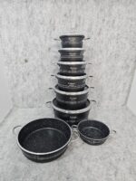 سرویس قابلمه و تابه 14 پارچه گلدونی هلنا دسته نقره ای - تصویر 4