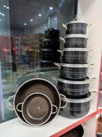 سرویس قابلمه 14 پارچه هلنا دسته طلایی