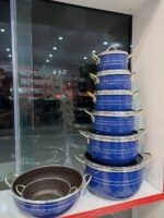 سرویس قابلمه 14 پارچه هلنا دسته طلایی - تصویر 2