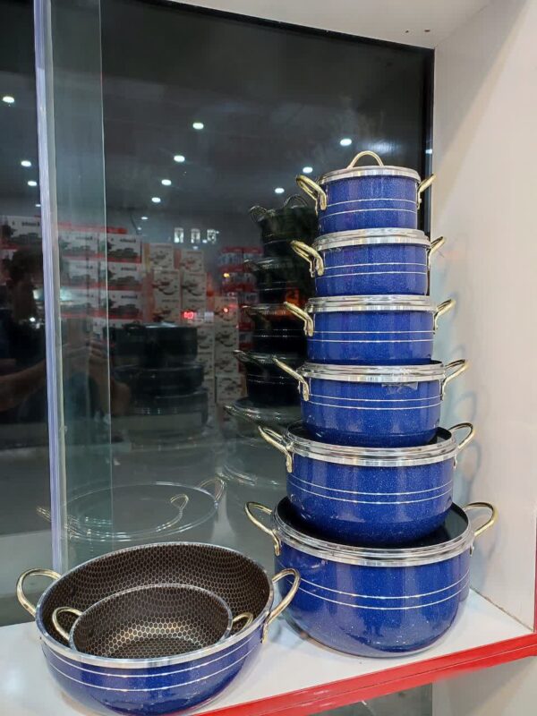 سرویس قابلمه 14 پارچه هلنا دسته طلایی - تصویر 2