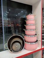 سرویس قابلمه 14 پارچه هلنا دسته طلایی - تصویر 3